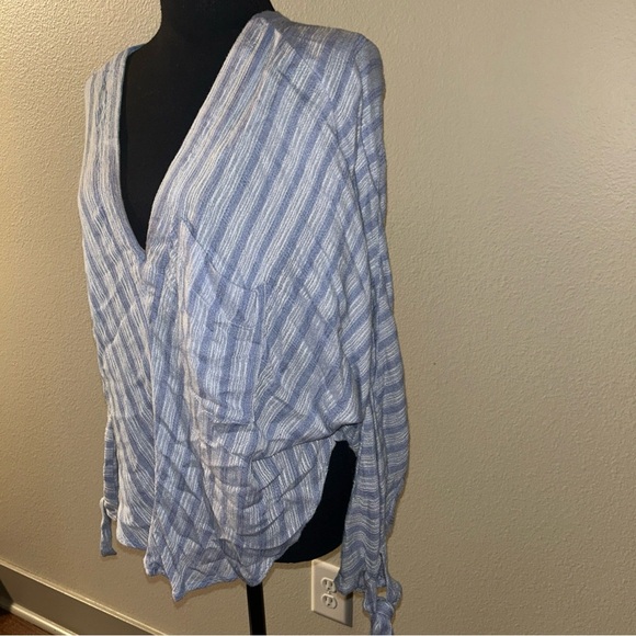 Free People Striped Blue and White Blouse - Picture 5 of 7